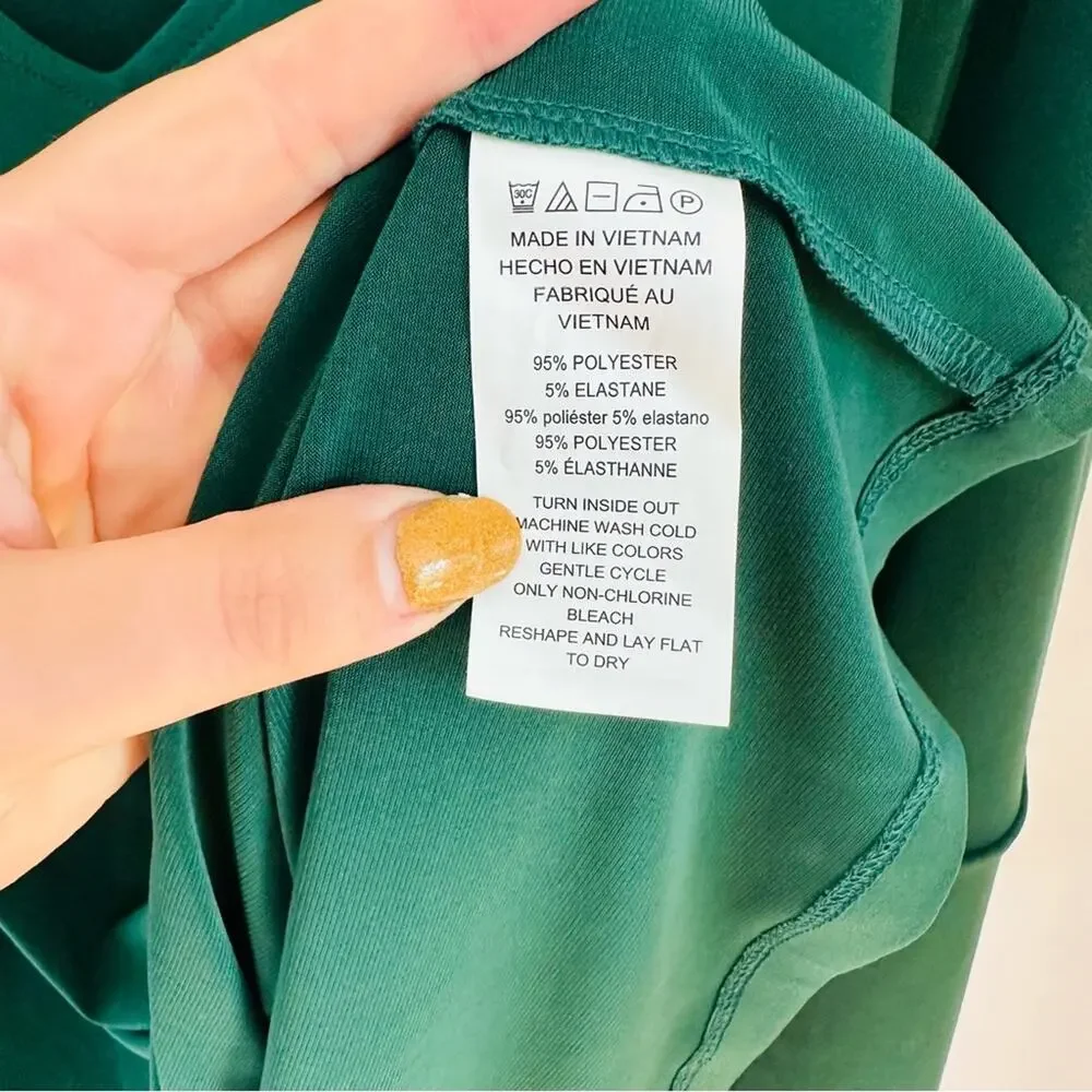 MICHAEL KORS Emerald Green Square Cutout Long Sleeve Tunic Blouse Top Shirt 3X